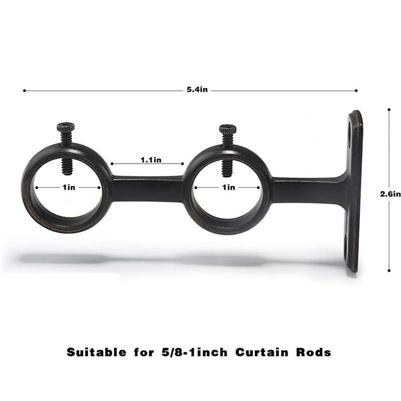 Curtain Rod Bracket Sturdy Adjustable Double Curtain Rod Brackets Curtain Rod Holders for Diameter