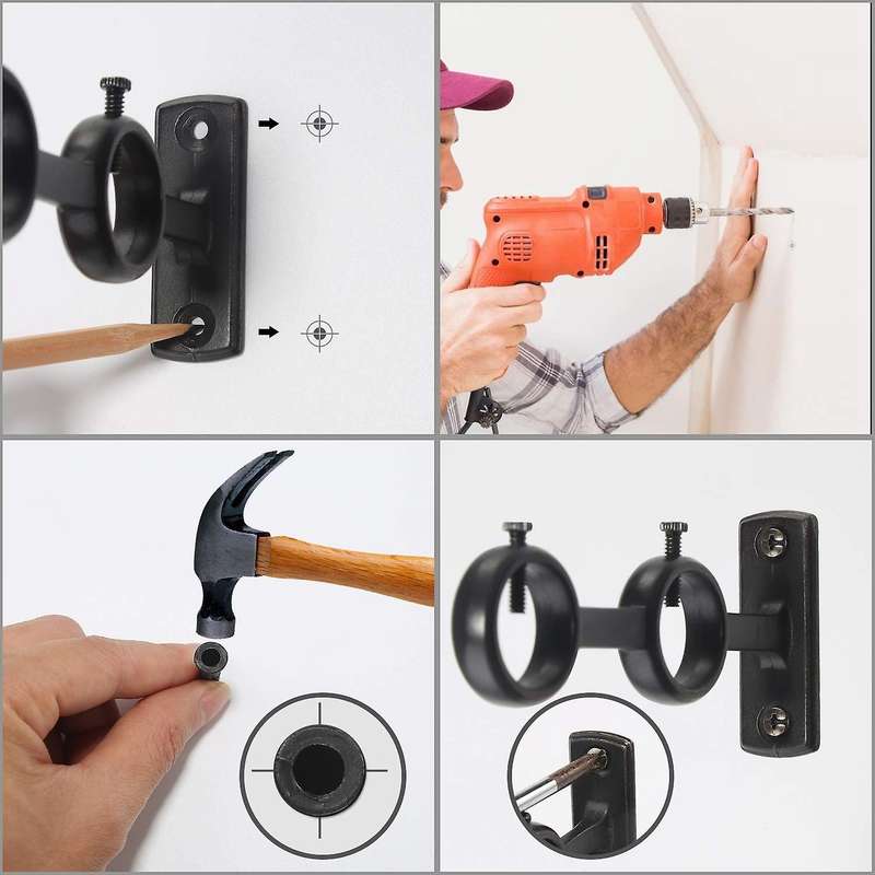 Curtain Rod Bracket Sturdy Adjustable Double Curtain Rod Brackets Curtain Rod Holders for Diameter