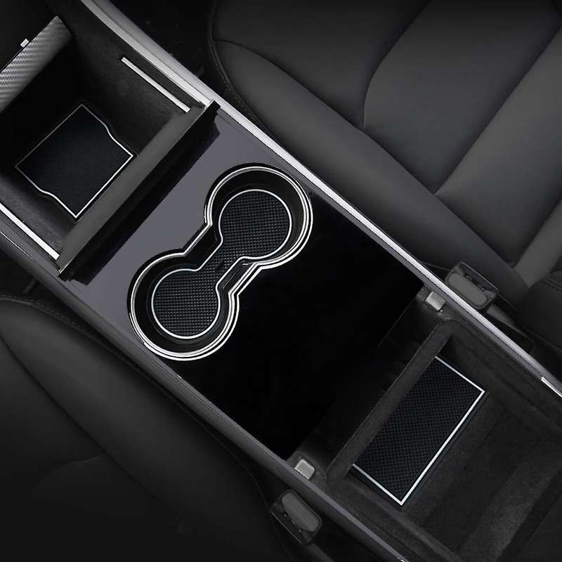 Custom Fit Cup Door Center Console Liner Accessories for 2017 2018 2019 13 PC Set(White Trim)