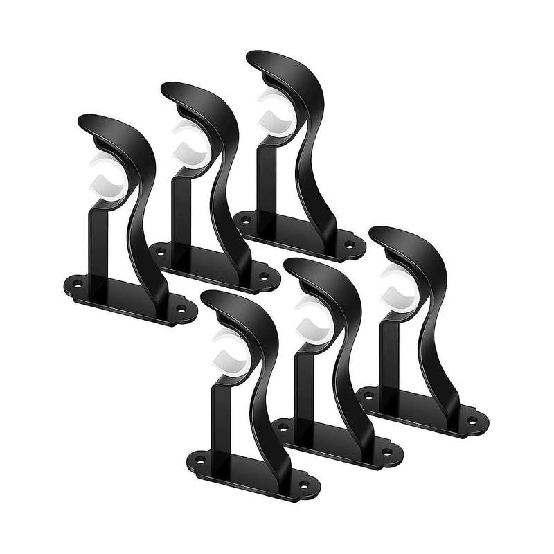 Curtain Rod Bracket, 6 Pack Curtain Rod Hooks for Wall Drapery Single Rods Support Brackets for 1- 1