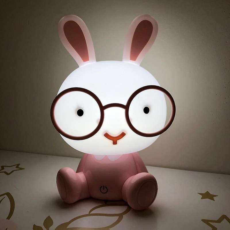 Cute Baby Rabbit Night Light Lamp Study Bedroom Led Nightlight Children Bedside Decor Kids Glasses B
