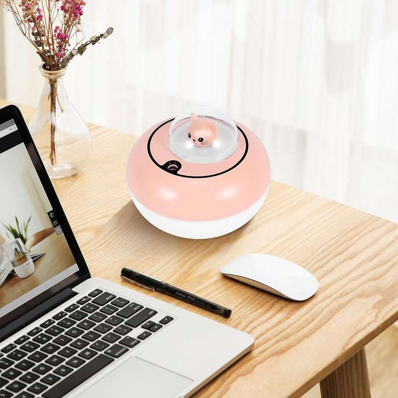 Cute Air Humidifier Usb Essential Oil Diffuser Bedroom Humidificador Cool Mist Vaporizer Led Light