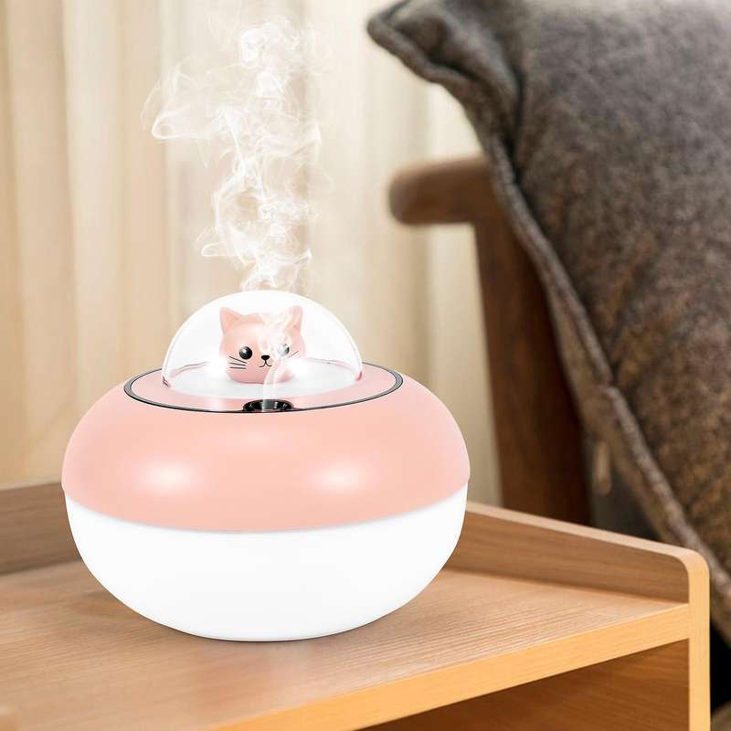 Cute Air Humidifier Usb Essential Oil Diffuser Bedroom Humidificador Cool Mist Vaporizer Led Light