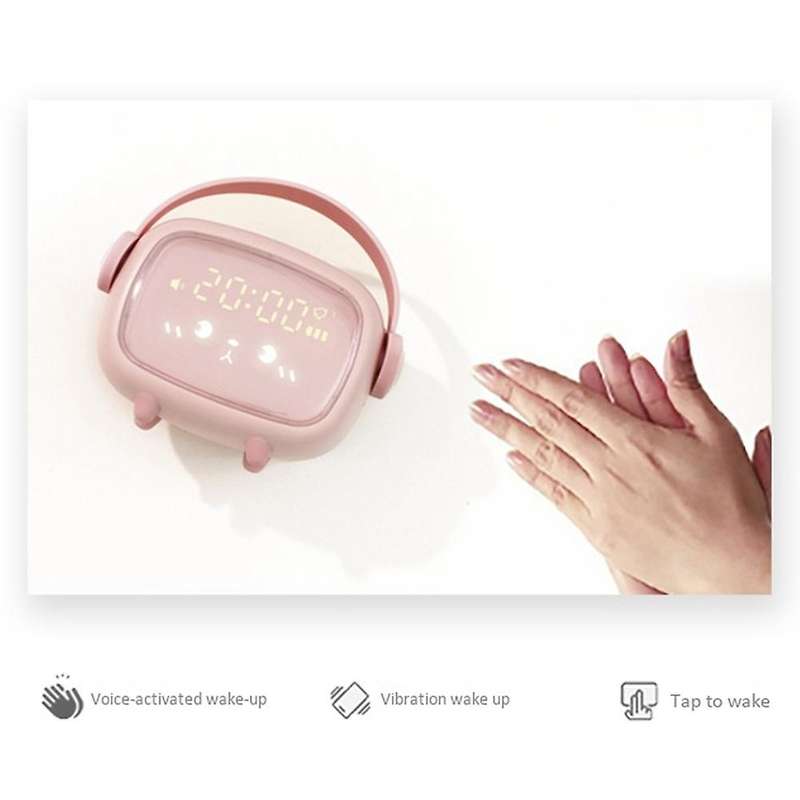 Cute Alarm Clock for Kids OK to with Night Light Temperature 6 Ringtone Wake Sound Activated Alarm C