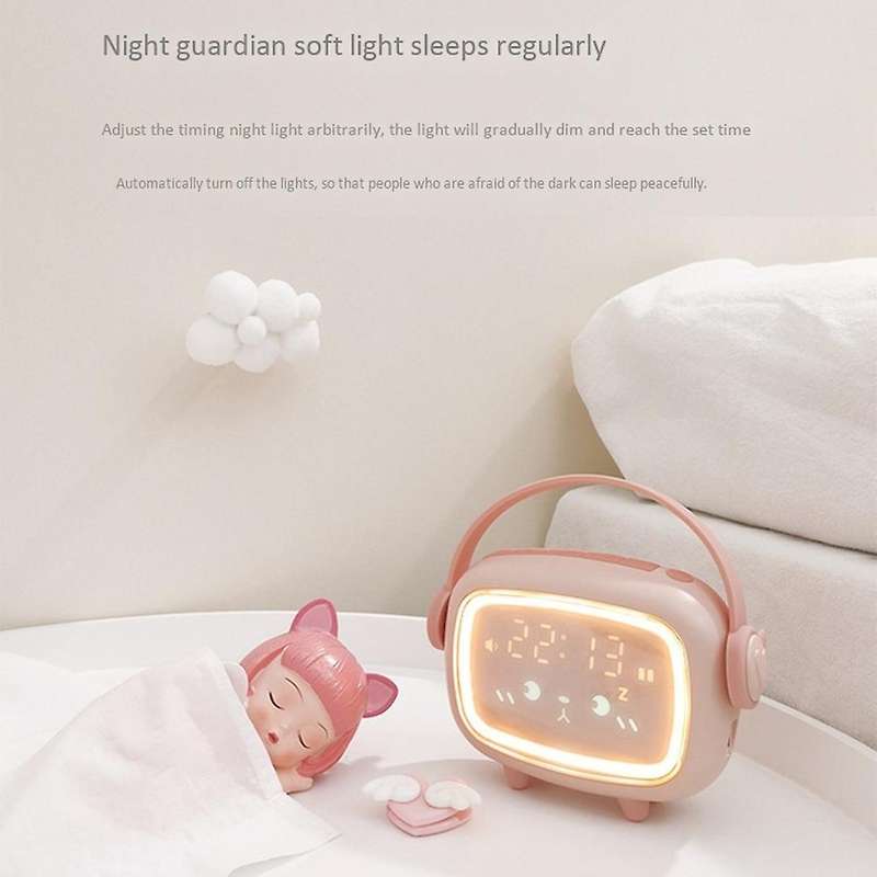 Cute Alarm Clock for Kids OK to with Night Light Temperature 6 Ringtone Wake Sound Activated Alarm C