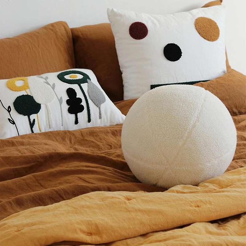 Cute Ball Shaped Solid Color Plush Pillow for Sofa Seat Decorative Stuffed Cushion Soft Wrist Rest P
