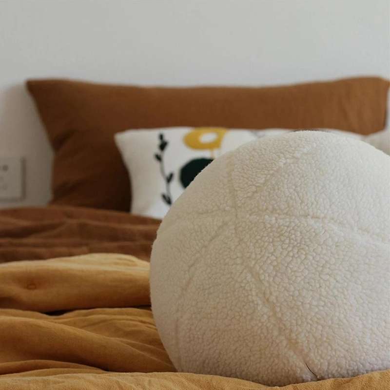 Cute Ball Shaped Solid Color Plush Pillow for Sofa Seat Decorative Stuffed Cushion Soft Wrist Rest P