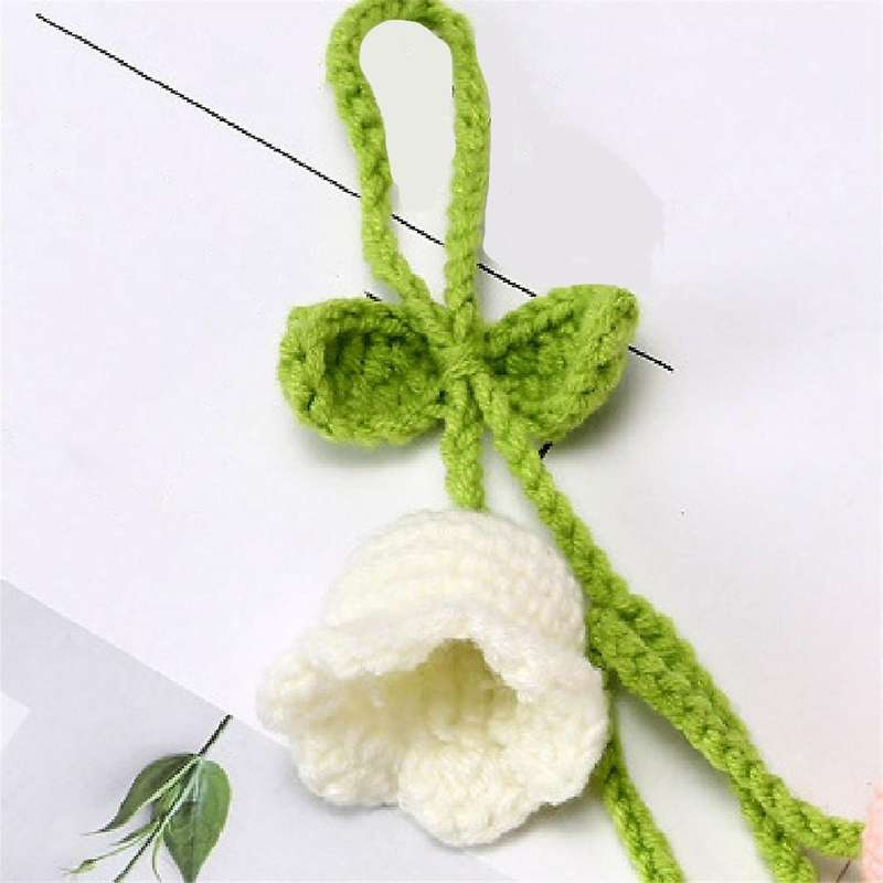 Cute Car Interior Hanging Accessories Car Bellflower Hand Knitted Car Pendant Rear View Mirror Acces