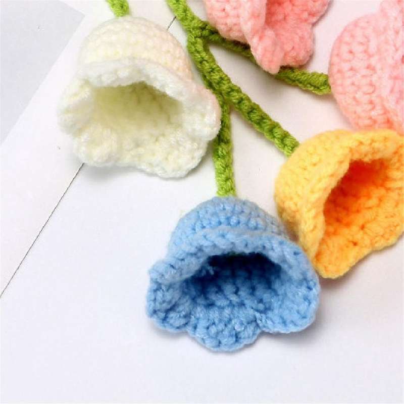 Cute Car Interior Hanging Accessories Car Bellflower Hand Knitted Car Pendant Rear View Mirror Acces