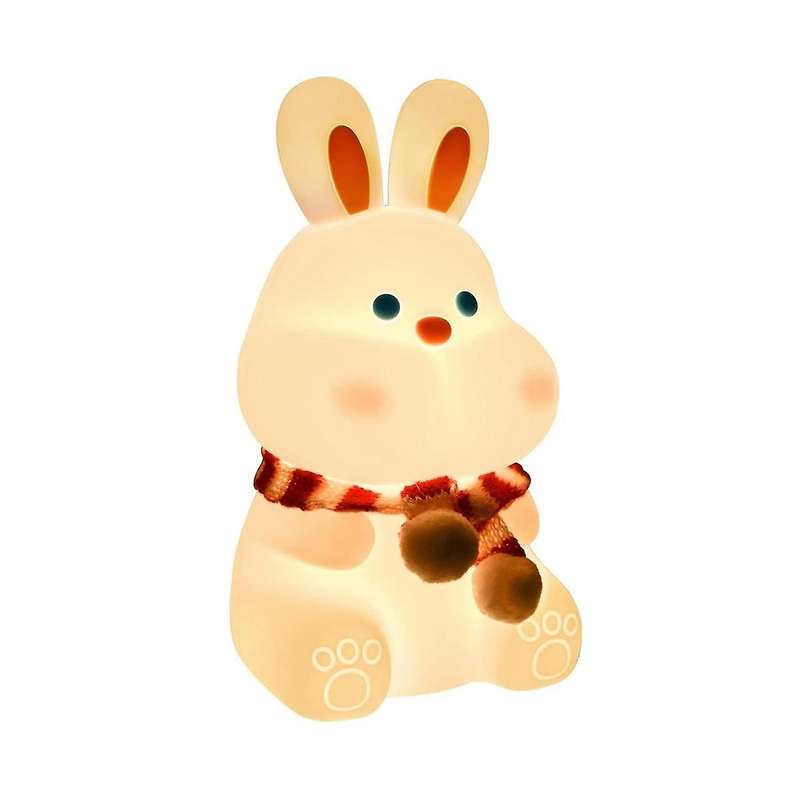 Cute Bunny Kids Night Light,7 Color Changing Tap Control Kawaii Lamp with Soft Silicone, , Usb Rech