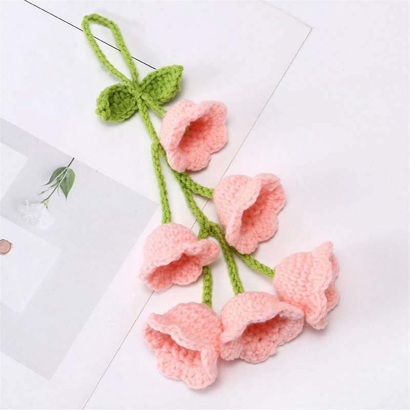 Cute Car Interior Hanging Accessories Car Bellflower Hand Knitted Car Pendant Rear View Mirror Acces