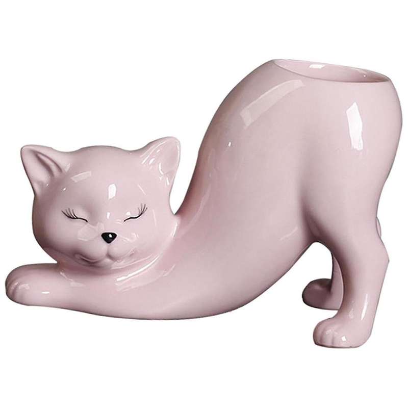 Cute Cat Tail Flower Pot, Ceramic Cartoon Animals, Succulent Cactus Flower Pot