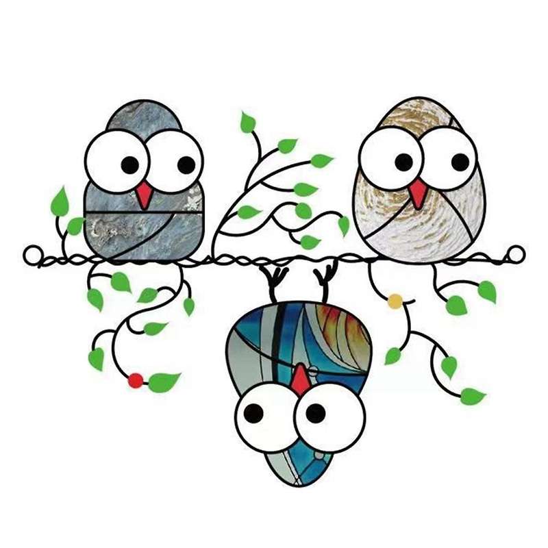 Cute Cartoon 3 Owl Pendant Color Owl Pendant Home Garden Decoration Door Hanging Decorations, A