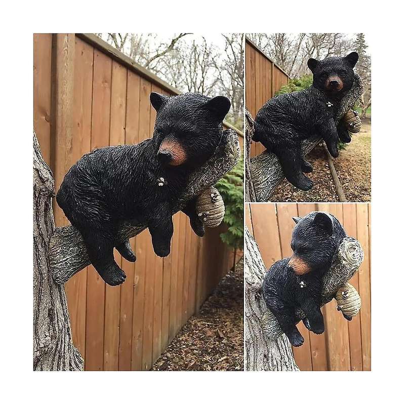 Cute Bear Napping Hanging Out In A Tree Sculpture,funny Black Bear Napping Hanging Out In A Tree Fi