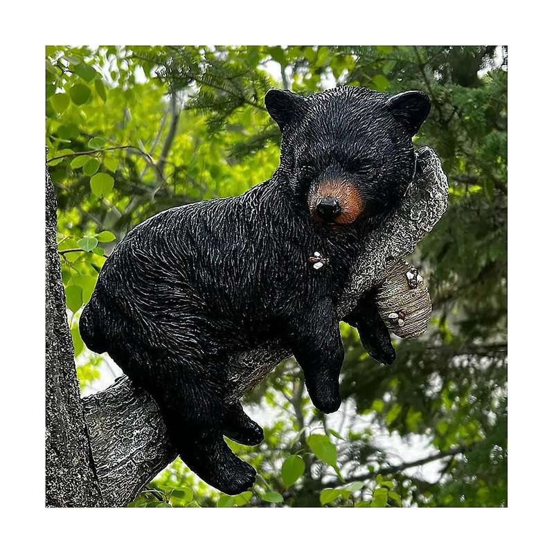 Cute Bear Napping Hanging Out In A Tree Sculpture,funny Black Bear Napping Hanging Out In A Tree Fi