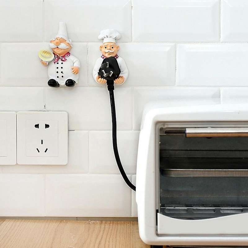 Cute Chef Power Plug Hook Wall Decoration Power Cord Storage Rack