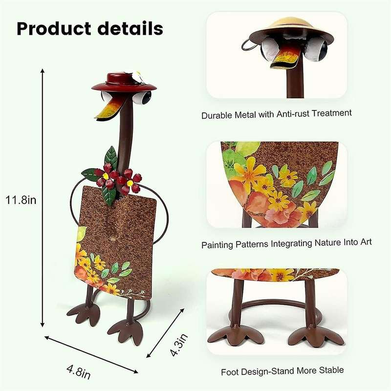 Cute Fairy Garden Decor, Cute Duck Garden Statues, Cute Duck Shovel Spade Art Craft Decoration A