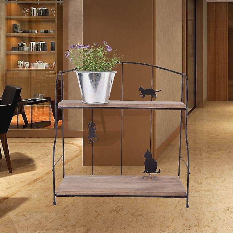 Cute Design Double Tier Iron Shelf Kitchen Tools Holder Living Room Bedroom Small Sundries Storage H