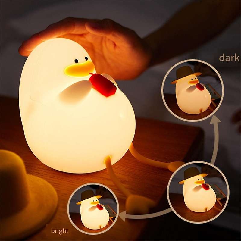 Cute Duck Night Light, Cute Duck Lamp for Kids, Duck Silicone Night Light, USB Rechargeable Nursery