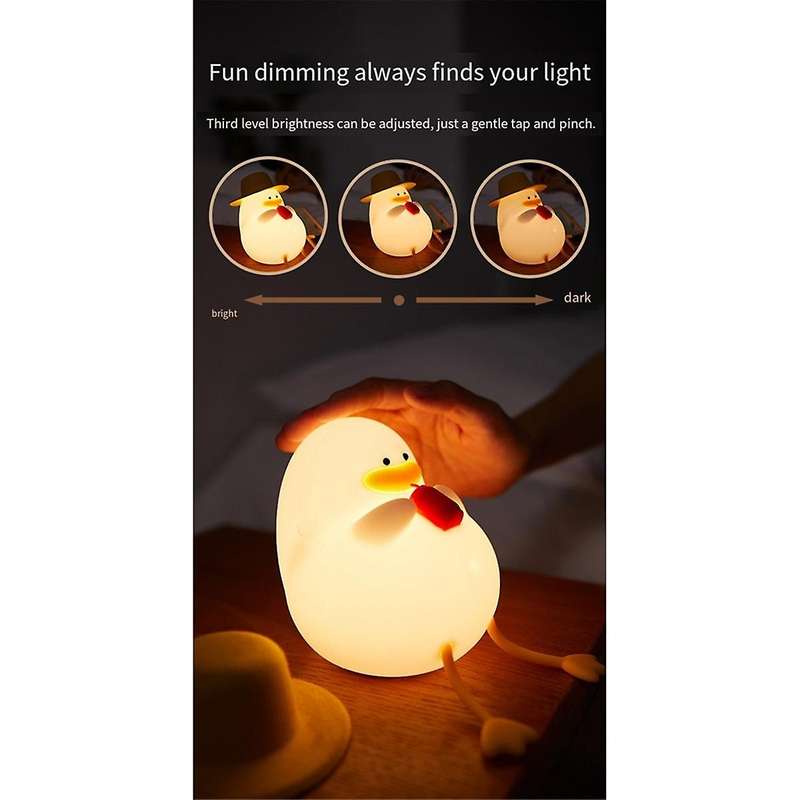 Cute Duck Night Light, Cute Duck Lamp for Kids, Duck Silicone Night Light, USB Rechargeable Nursery