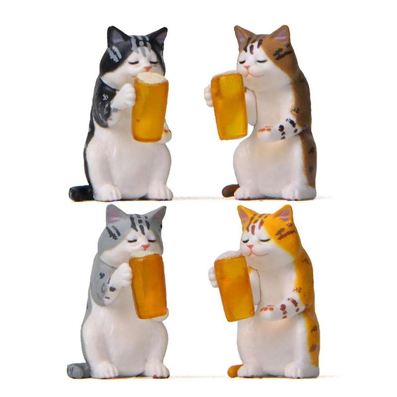 Cute Miniature Cat Garden Statue Decor, Outdoor Statues Outdoor Patio Table Decorations, Plant Decor