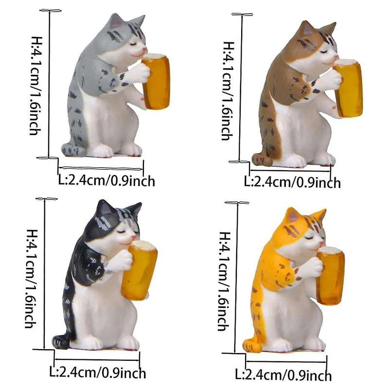 Cute Miniature Cat Garden Statue Decor, Outdoor Statues Outdoor Patio Table Decorations, Plant Decor