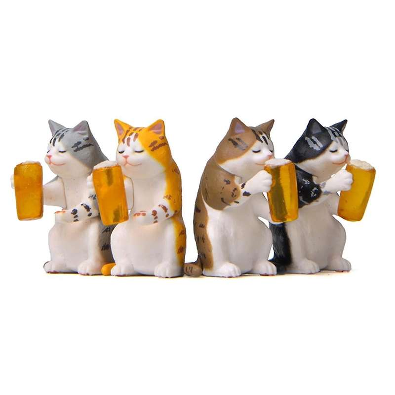 Cute Miniature Cat Garden Statue Decor, Outdoor Statues Outdoor Patio Table Decorations, Plant Decor