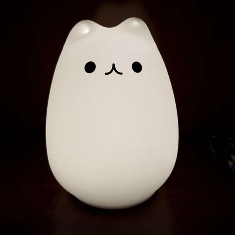 Cute LED Night Light Silicone Contact Sensor 7 Colors Cat Night Lamp Kids Baby Bedroom Desktop Decor