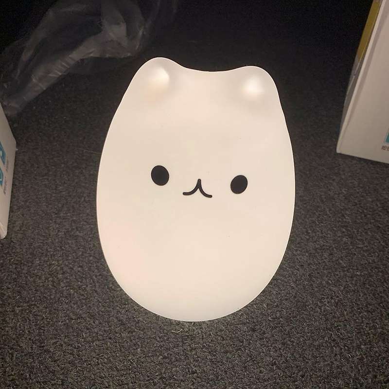 Cute LED Night Light Silicone Contact Sensor 7 Colors Cat Night Lamp Kids Baby Bedroom Desktop Decor