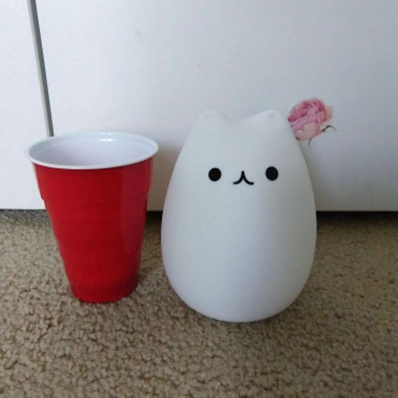 Cute LED Night Light Silicone Contact Sensor 7 Colors Cat Night Lamp Kids Baby Bedroom Desktop Decor
