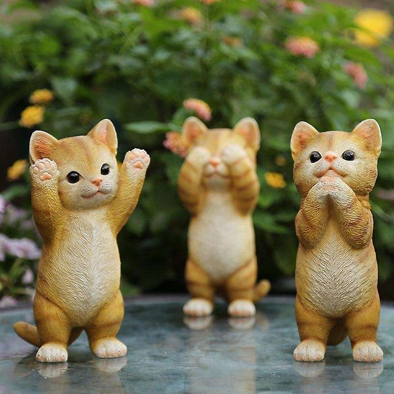 Cute Kittens Cat Ornaments Micro-Landscape Ornaments Garden Statue Outdoor Garden Decoration Courtya