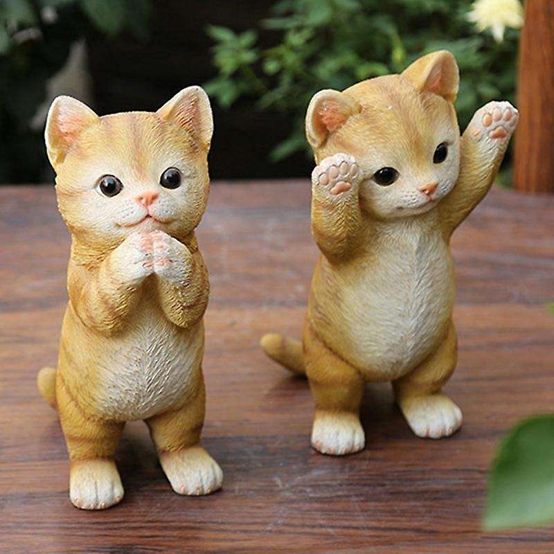 Cute Kittens Cat Ornaments Micro-Landscape Ornaments Garden Statue Outdoor Garden Decoration Courtya