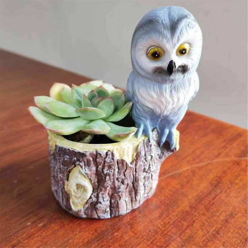 Cute Owl Resin Flower Pot Garden Office Decoration Succulent Mini Owl Flowerpot Cute Animal Flowerpo