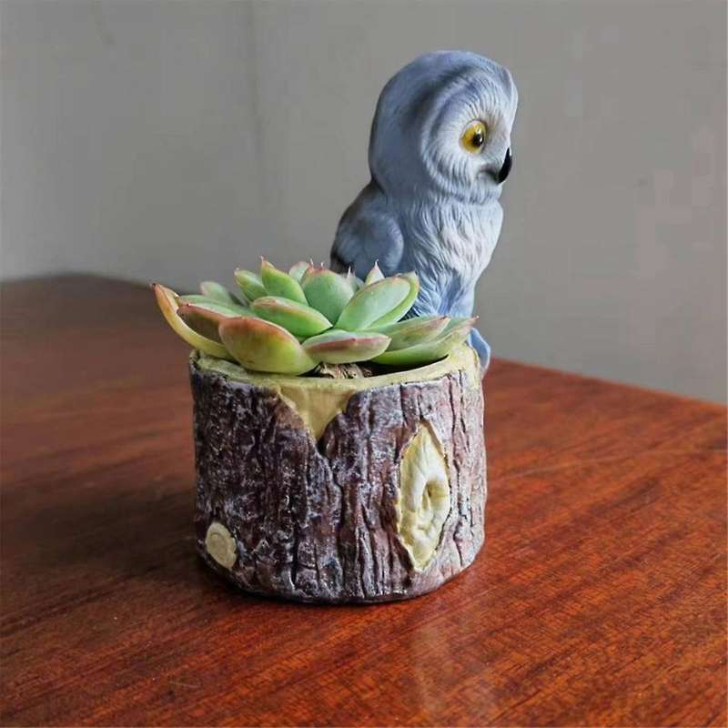 Cute Owl Resin Flower Pot Garden Office Decoration Succulent Mini Owl Flowerpot Cute Animal Flowerpo