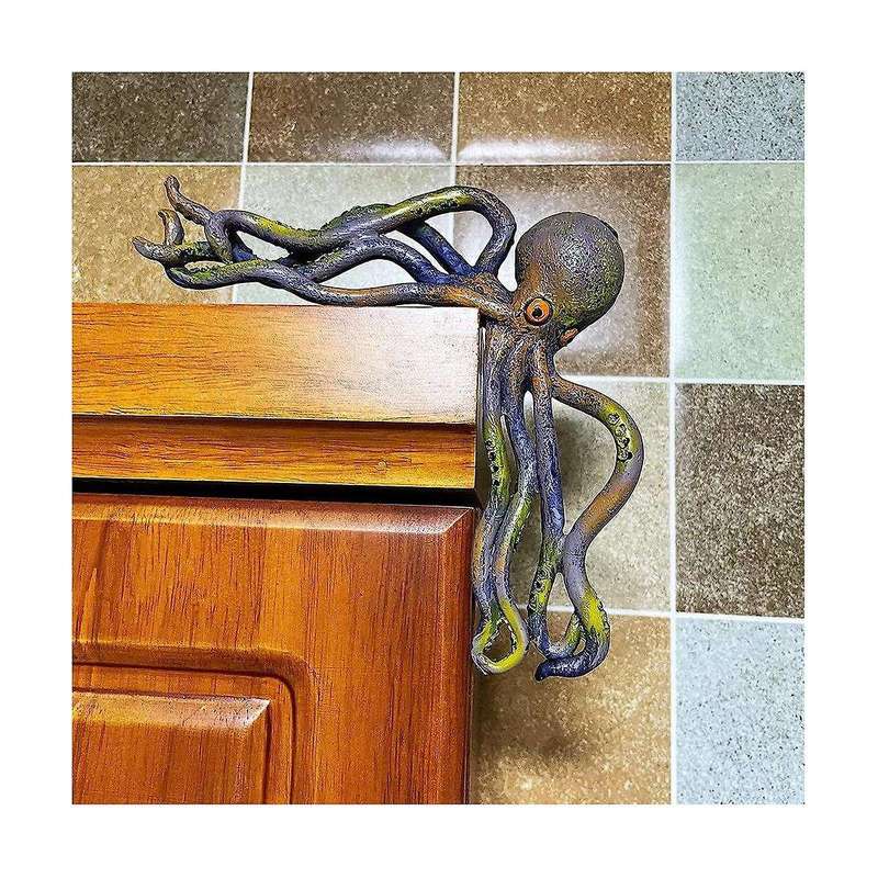 Cute Octopus Sitter Sea Statue Collectible Figurines Tabletop Decor Resin Sculpture for Indoor Home