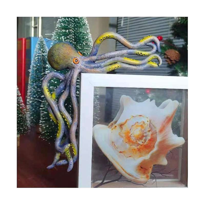 Cute Octopus Sitter Sea Statue Collectible Figurines Tabletop Decor Resin Sculpture for Indoor Home