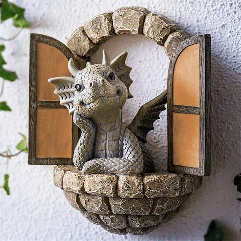 Cute Mini Dragon Model Resin Decoration Household Pendant Outdoor Garden Crafts Decoration Gift