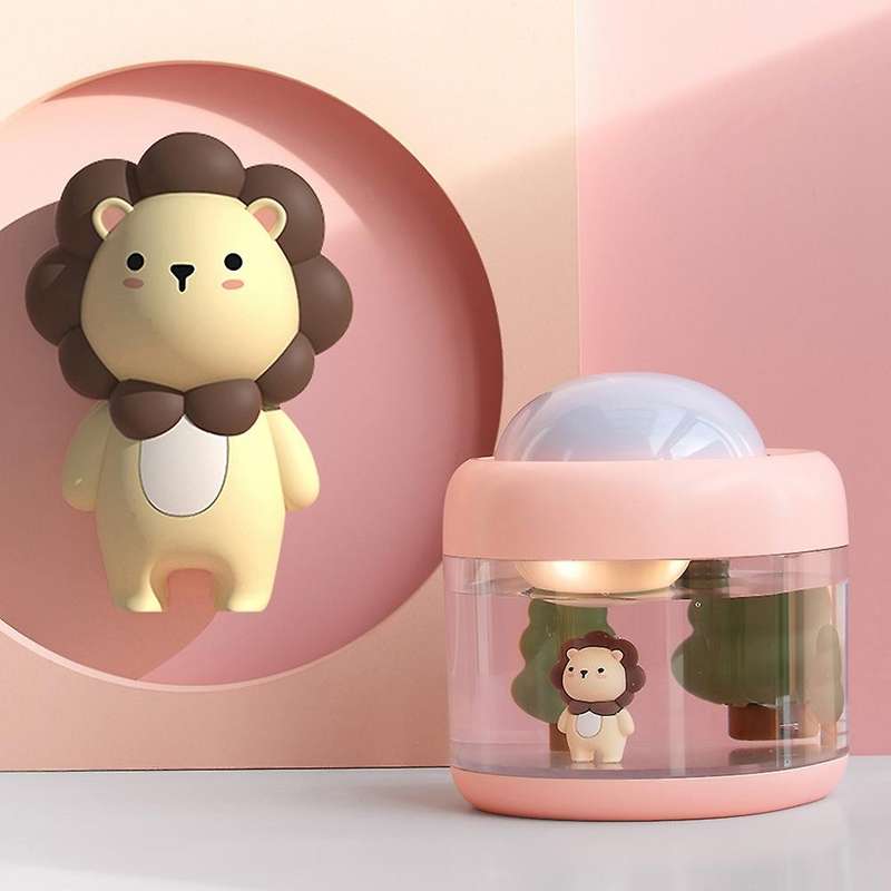 Cute Lion Projection Humidifier Rotating 500Ml Large Capacity Mini Usb Desktop Humidifier for Office