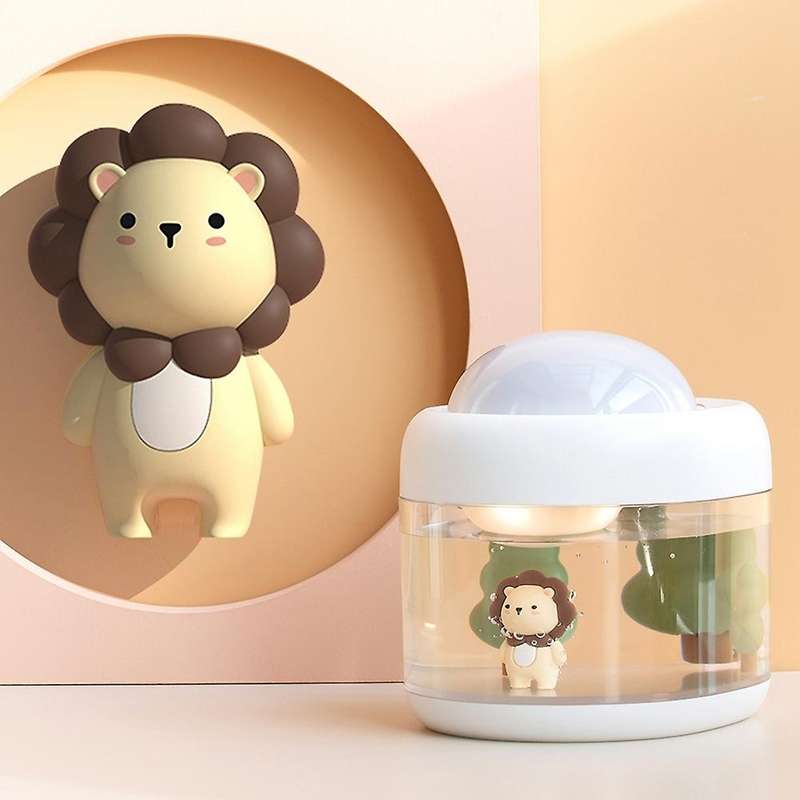 Cute Lion Projection Humidifier Rotating 500Ml Large Capacity Mini Usb Desktop Humidifier for Office