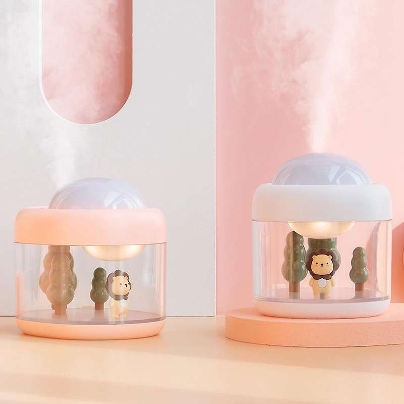 Cute Lion Projection Humidifier Rotating 500Ml Large Capacity Mini Usb Desktop Humidifier for Office