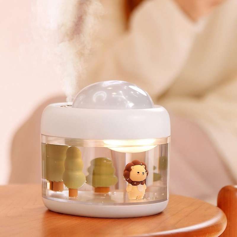 Cute Lion Projection Humidifier Rotating 500Ml Large Capacity Mini Usb Desktop Humidifier for Office