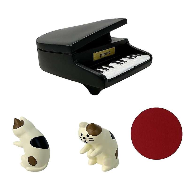 Cute Piano Cats Figurines - Tiny Cats Statue for Desk Decor In Bedroom Or Garden - Little Sculpture