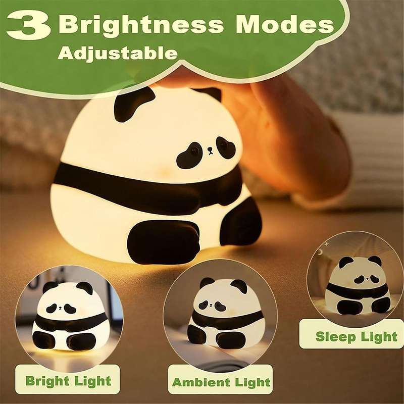 Cute Panda Night Light, Led Squishy Novelty Animal Night Lamp, 3 Level Dimmable Nightlight for Home