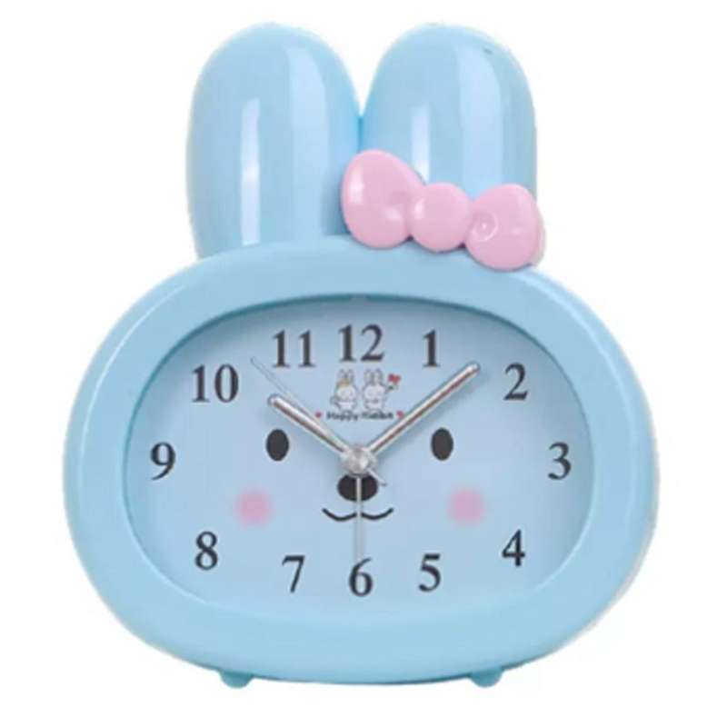 Cute Rabbit Bedside Mute Small Alarm Clock Children Desk Clock Blue