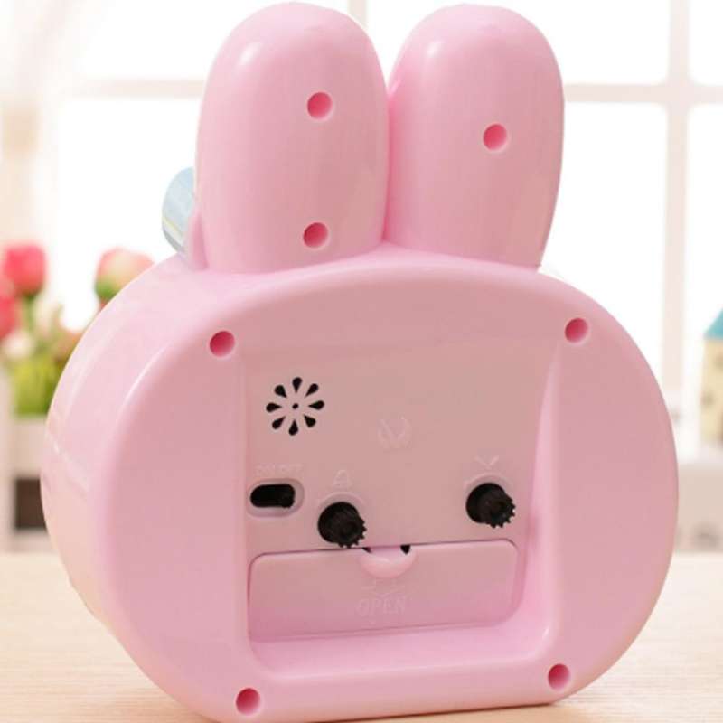 Cute Rabbit Bedside Mute Small Alarm Clock Children Desk Clock Blue