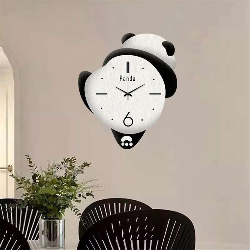 Cute Panda Clock Home Bedroom Cartoon Clock Children'S Room Living Room Wall Clock Silent Punch-Free