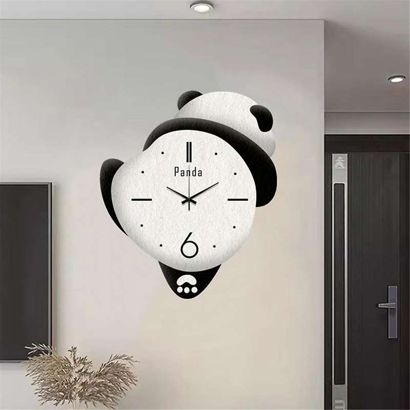 Cute Panda Clock Home Bedroom Cartoon Clock Children'S Room Living Room Wall Clock Silent Punch-Free