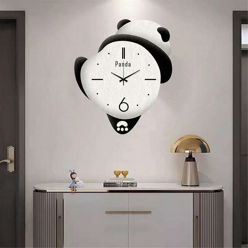Cute Panda Clock Home Bedroom Cartoon Clock Children'S Room Living Room Wall Clock Silent Punch-Free