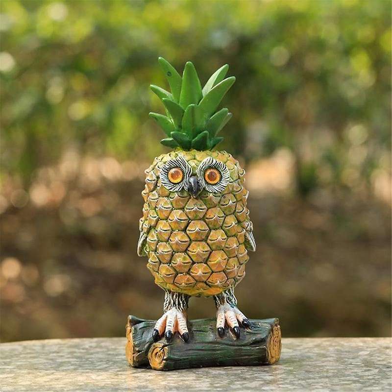 Cute Owl Shape Resin Ornaments Pastoral Small Pineapple-Owl for Outdoor and Indoor Art Garden Courty