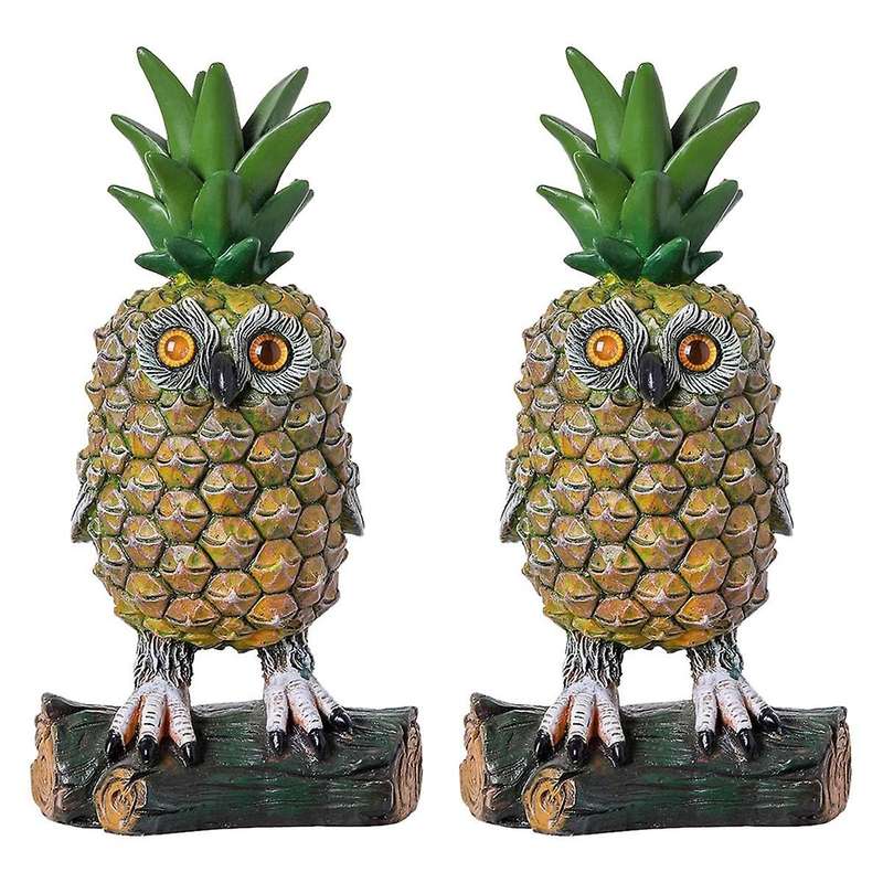 Cute Owl Shape Resin Ornaments Pastoral Small Pineapple-Owl for Outdoor and Indoor Art Garden Courty